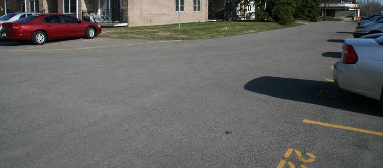 Seven-year-old commercial parking lot completed by O'Brien Paving in Waterloo Region